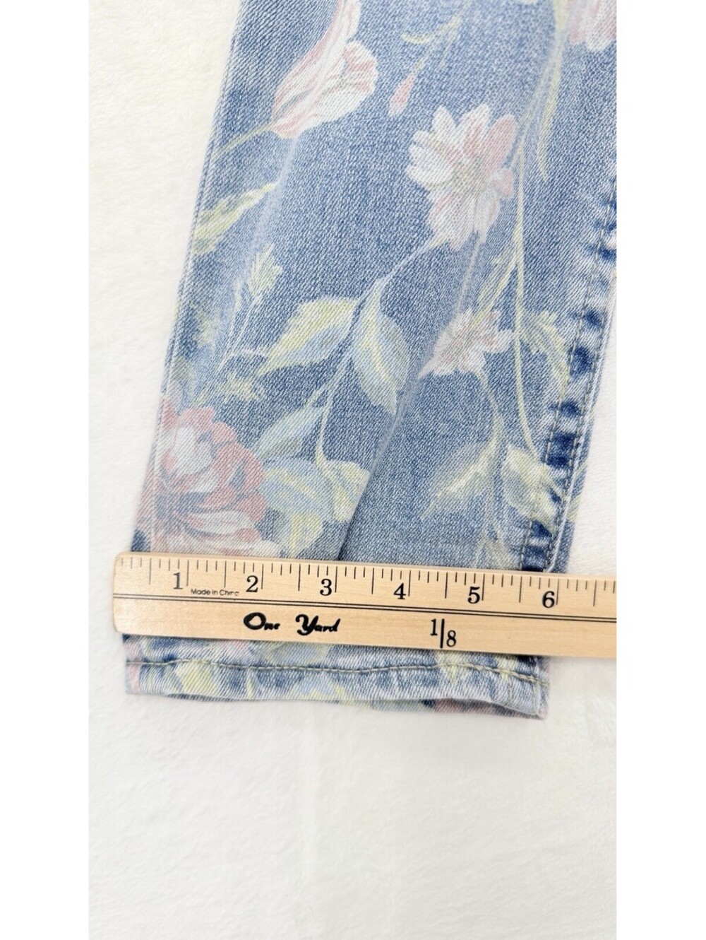 Seven 7 Cropped Jeans 6 Womens Light Blue Floral Print Starlette Crop New - Picture 11 of 12